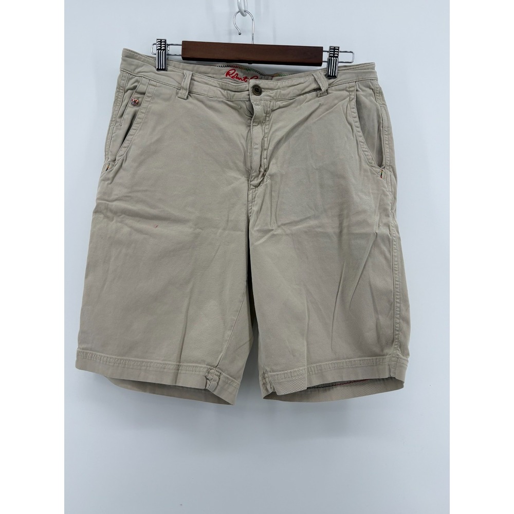 Robert Graham Chino Shorts Mens Beige Flat Front Pockets Outdoor Comfort 32